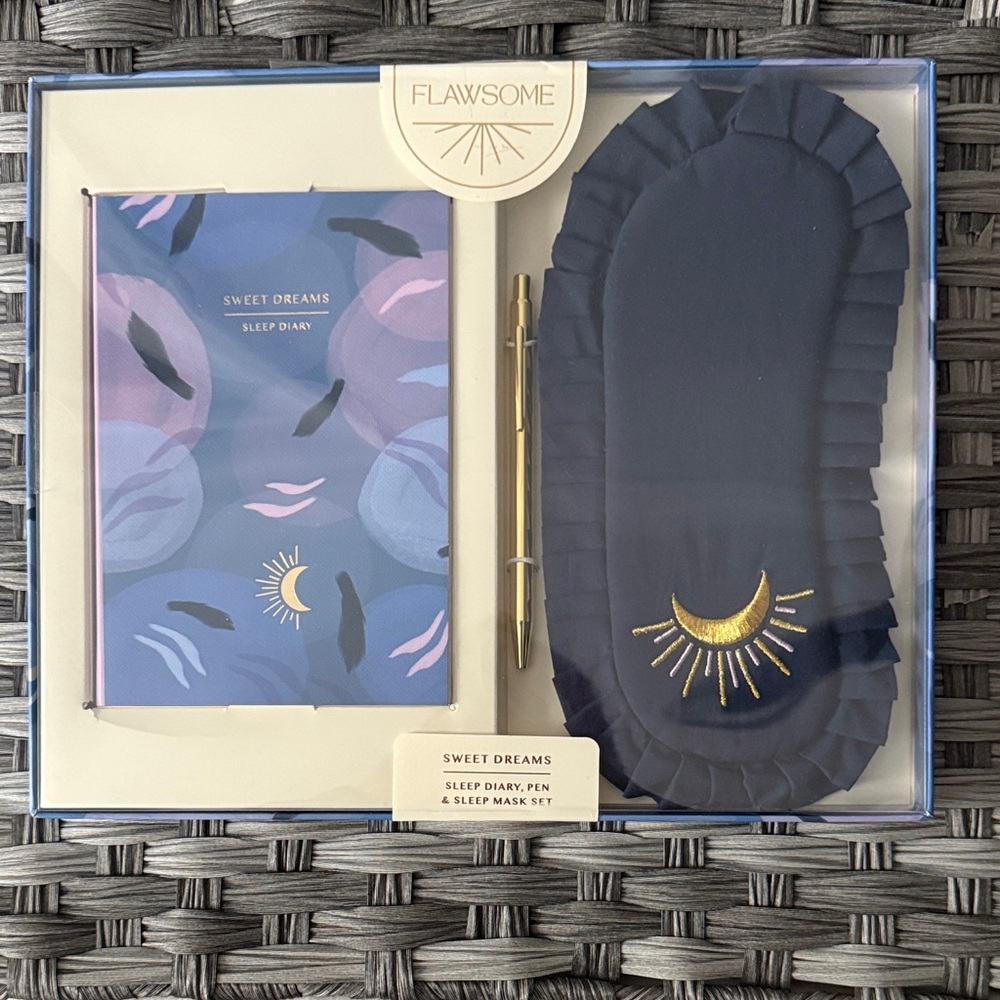 Sweet Dreams Sleep Diary and Mask Set - Navy and Gold